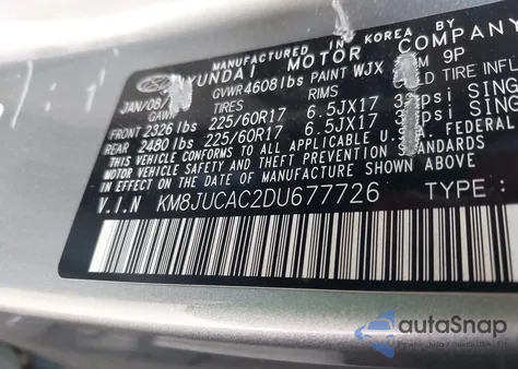 2013 Hyundai Tucson Gls z USA, uszkodzony, nr VIN KM8JUCAC2DU677726